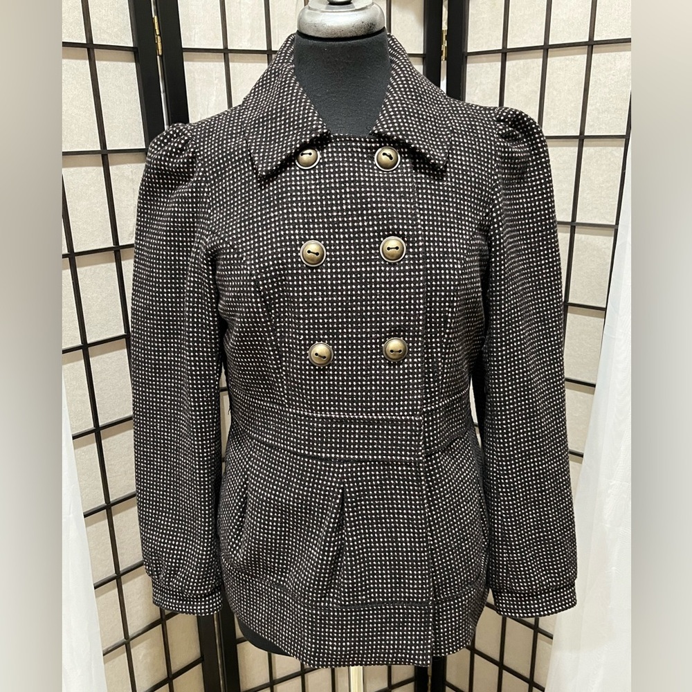 Pink Envelope Black and Pink DOUBLE BREASTED PEA COAT, WOMEN SIZE L